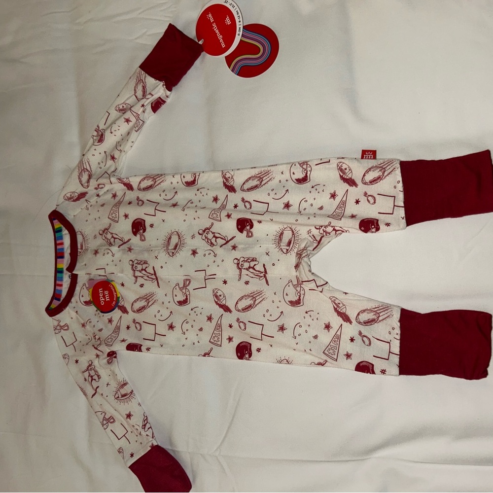 Magnetic Me Space-Themed Footie - Red and White